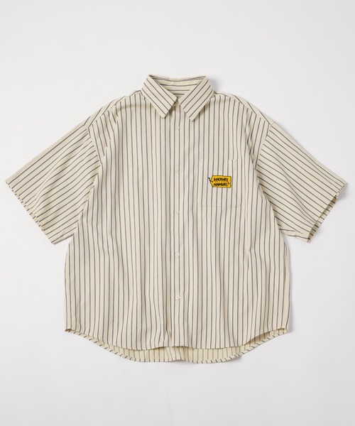 kaoyorinakami（カオヨリナカミ）の「tag logo stripe shirt / タグ