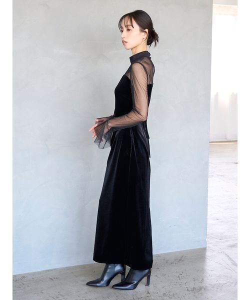 SNIDEL（スナイデル）の「シアードッキングベロアドレス（ワンピース