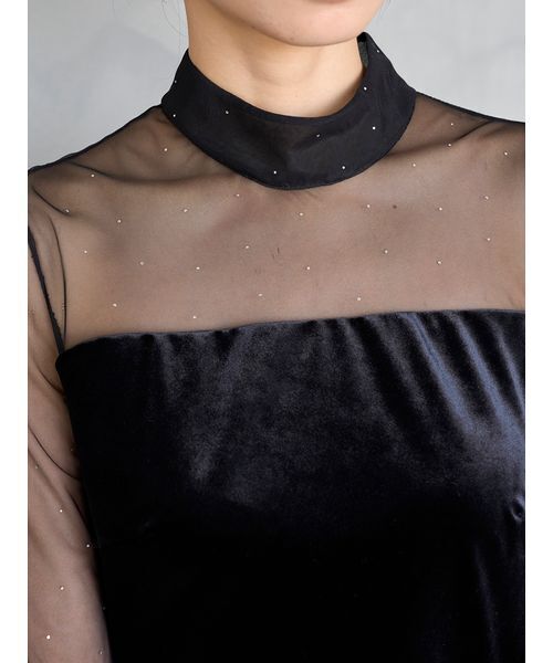 SNIDEL（スナイデル）の「シアードッキングベロアドレス（ワンピース