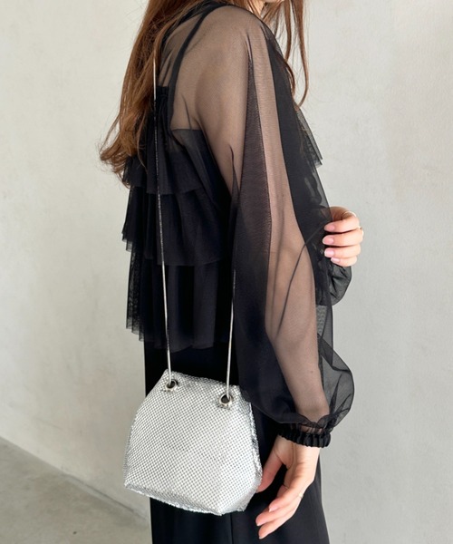 セール】glitter metallic shoulder Bag／グリッターメタリック巾着