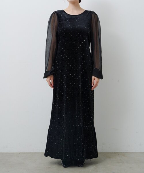 結婚式/オケージョン】ベロアスタッズワンピース（ワンピース