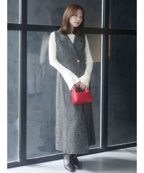 ツイードメタルボタンテーラードジャンパースカート（ワンピース