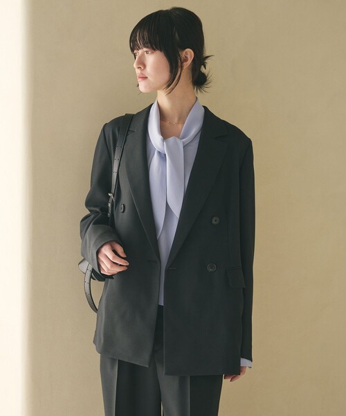 セール】リネンライク ダブルジャケット（テーラードジャケット