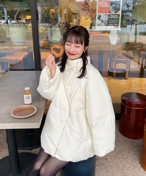 hinari（ヒナリ）の「中綿リボンミドルコート（ブルゾン）」 - WEAR