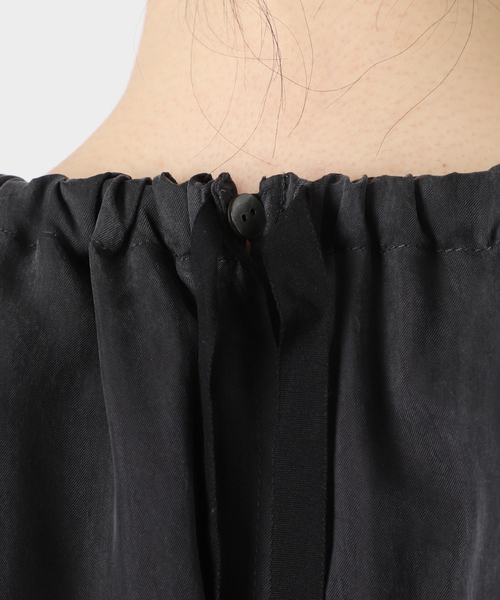 キュプラ ギャザーネックオールインワン（つなぎ/オールインワン