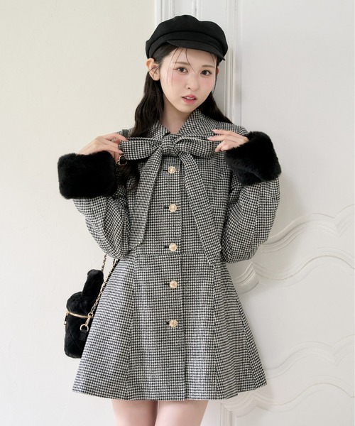 2wayリボンミドルコート/SMサイズあり（ステンカラーコート）｜one