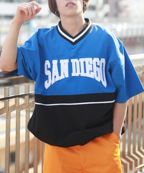 セール】半袖Vネック ナイロンプルオーバー /ブロークコア（ナイロン