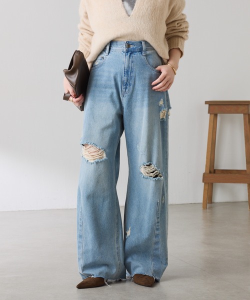 セール】Q.anos/ブルージュデニム/WEB限定/新サイズ展開（デニムパンツ