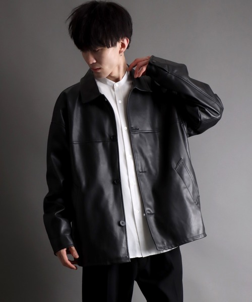 SITRY（シトリー）の「oversize synthetic leather Car coat/オーバー