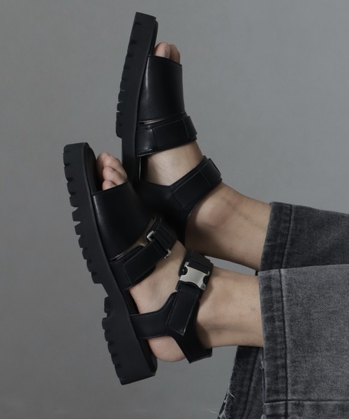 welise/ウェライズ】ボリュームハイソールPUレザーメタルバックル