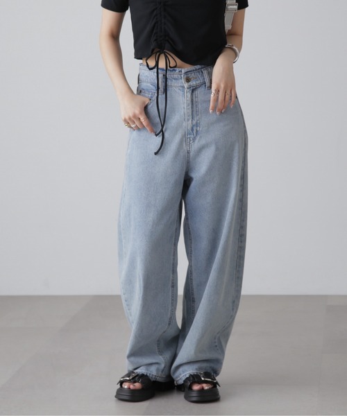 ◇【3サイズ展開XS-M】デニムエッグパンツ【低身長サイズ有】（デニム