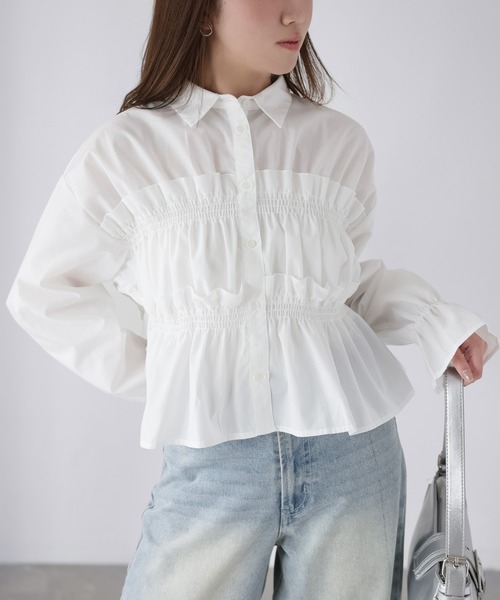 セール】フリルギャザーシャツ/ブラウス（シャツ/ブラウス）｜Riberry