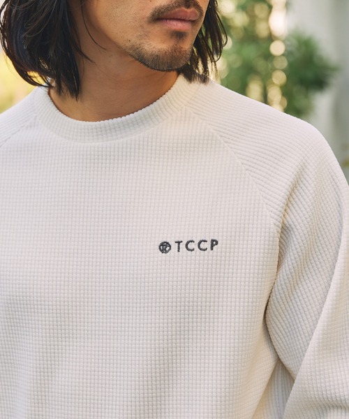 モールワッフル ビッグシルエット ラグランスリーブクルーネック