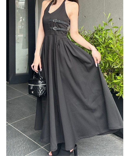 ホルターボリュームフレアロングワンピース（ワンピース）｜Darich