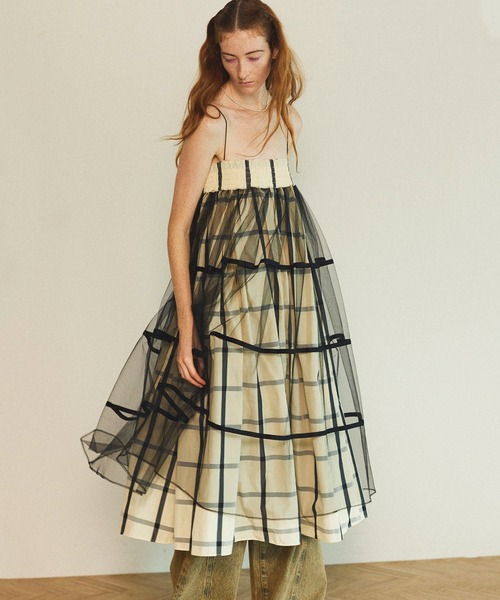 MAISON SPECIAL（メゾンスペシャル）の「2way Tulle Layered Plaid