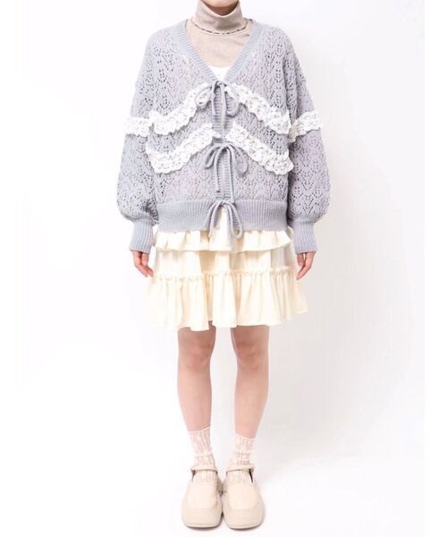 merry jenny（メリージェニー）の「透かし編みフリルニット