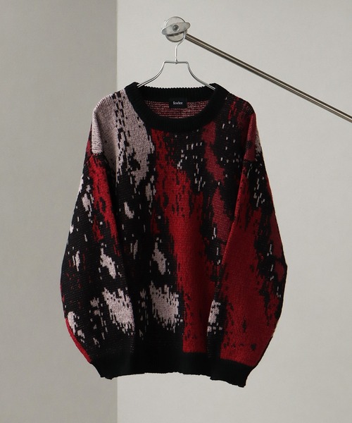 セール】総柄モヘアライクニットクルーネックセーター（ニット