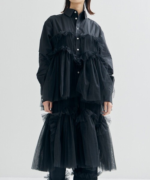 VIVIANO/ヴィヴィアーノ】hirt with Swell Ruffle Tulle/ラッフル