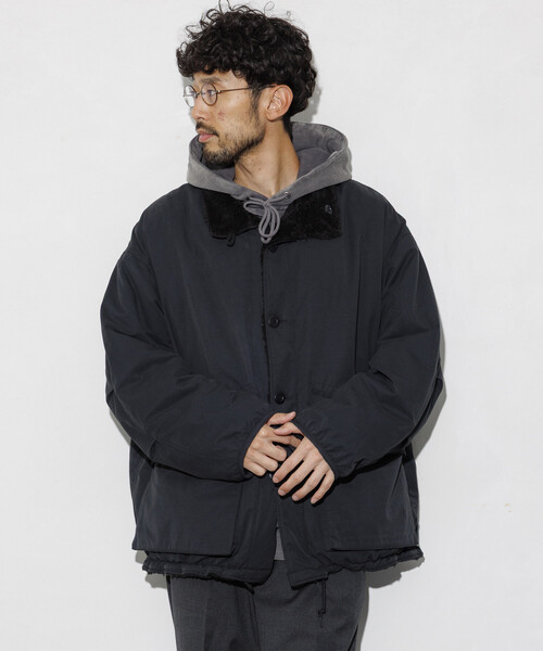 セール】ビッグシルエット スタンドネック リバーシブル ボアブルゾン