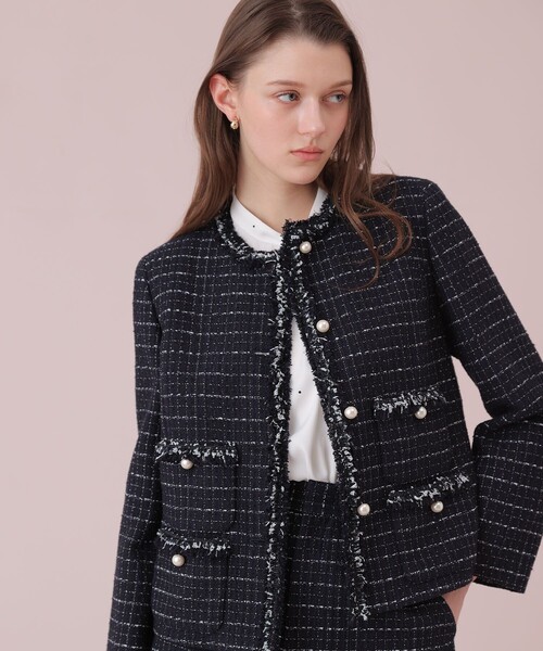 Eternal Line 2026】プレイドツイードノーカラー ジャケット（ノー