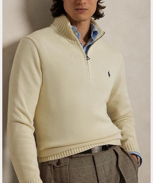 コットン クォータージップ モックネック セーター（ニット/セーター