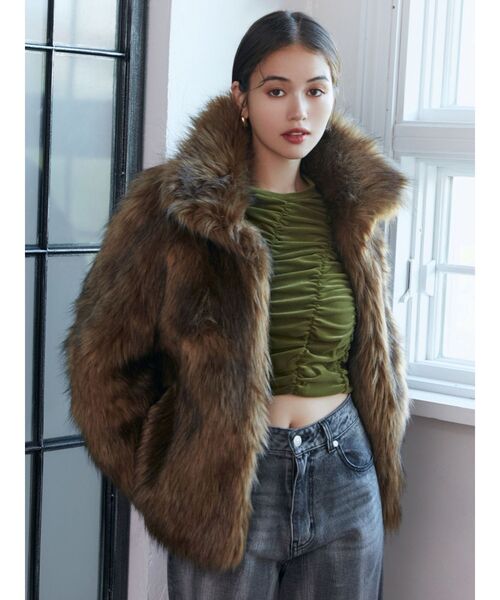 MURUA（ムルーア）の「フェイクファーラインジャガードコート（その他