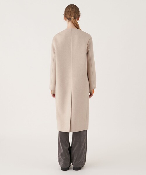 ギャルリーヴィ コットンリネンツイル ノーカラーコート 36 ベージュ