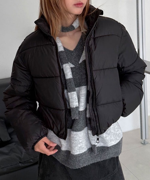 スタンドカラー クロップド ショート ペディン / 中綿 フェイクダウン