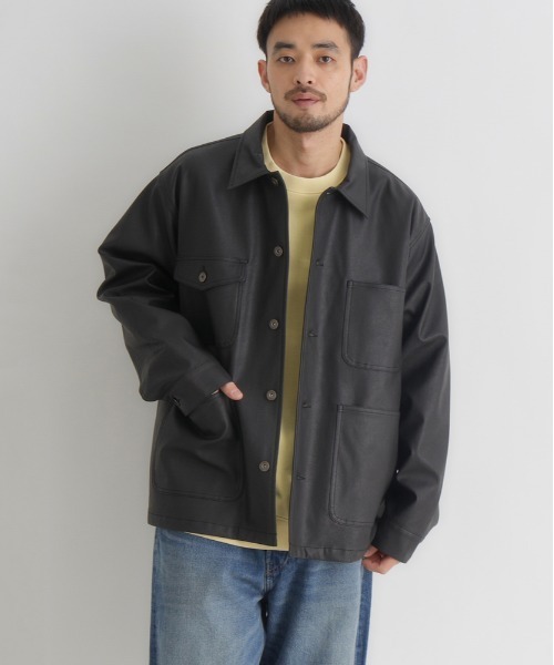 セール】【BACK NUMBER】フェイクレザーカバーオール (シャツ