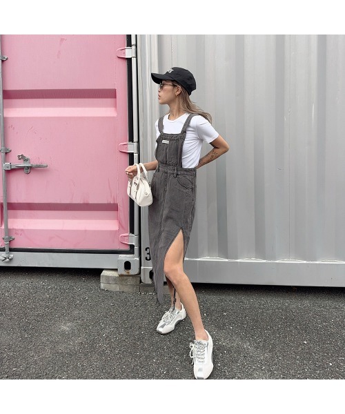 セール】サイドスリットサロペットスカート（サロペット