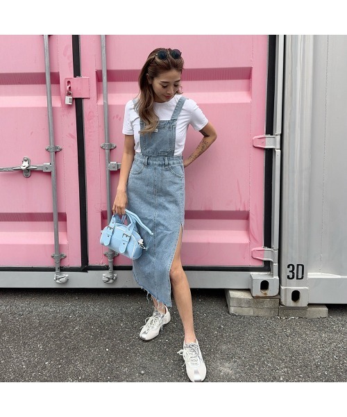 セール】サイドスリットサロペットスカート（サロペット