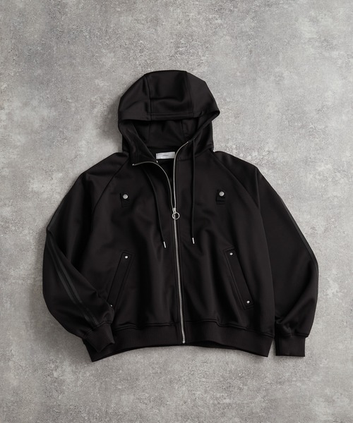 セール】line sleeve track zip parker jacket / ラインスリーブ