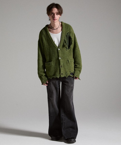 GRANCY】Damage Boucle Knit Cardigan / ダメージデザインブークレ