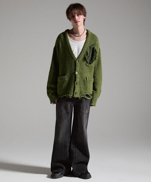 GRANCY】Damage Boucle Knit Cardigan / ダメージデザインブークレ
