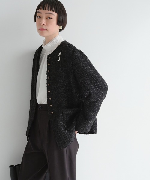 PUAL CE CIN（ピュアルセシン）の「ツイードノーカラージャケット