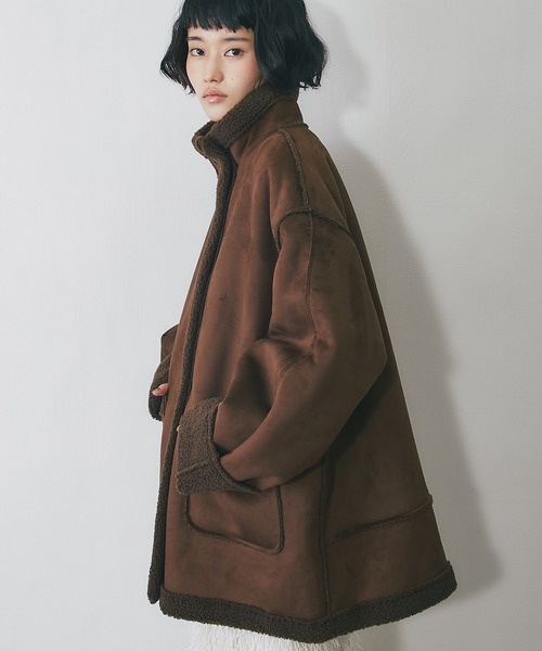 セール】フェイクムートンスタンドコート（ムートンコート）｜ANOTHER