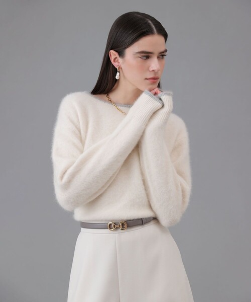 ファー加工バイカラー プルオーバー（ニット/セーター）｜ANAYI