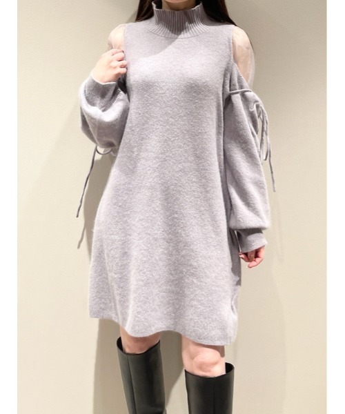 SNIDEL（スナイデル）の「シースルーショルダーミニニットワンピース