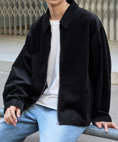 セール】ヴィンテージライクコーデュロイ ジップアップステンカラー