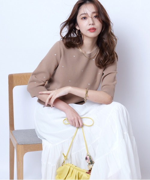 JUSGLITTY（ジャスグリッティー）の「ハート刺繍プルオーバー（ニット