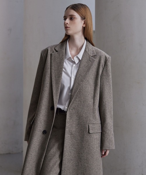 CLEL（クレイル）の「【CLEL】Wool Blend Herringbone Tweed Coat