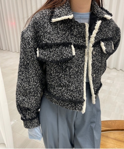 Ameri（アメリ）の「OTONA MUSE FRINGE TWEED SHORT JACKET
