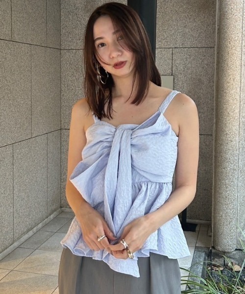 FRAY I.D（フレイアイディー）の「ペプラムリボントップス