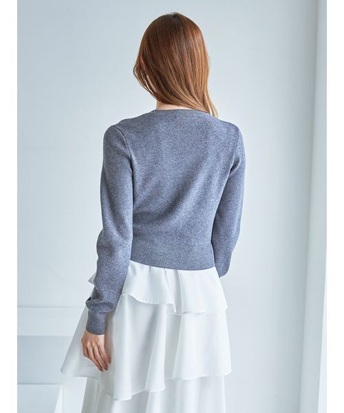 Sustainableニットカーデ×ティアードスカートセット（ワンピース