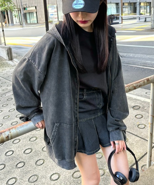 セール】ピグメント ヴィンテージライク 韓国 古着風 ダブルジップ