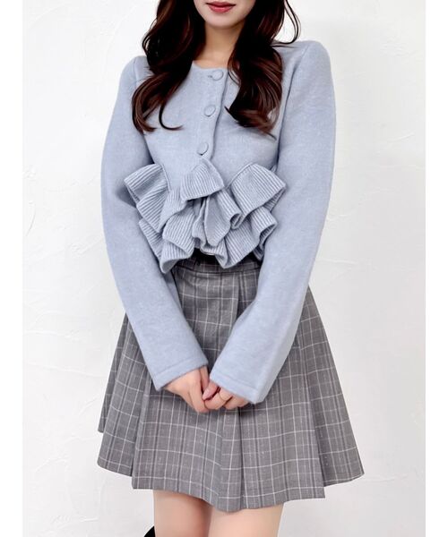 dazzlin（ダズリン）の「ヘムフリルニットジャケット（ノーカラー