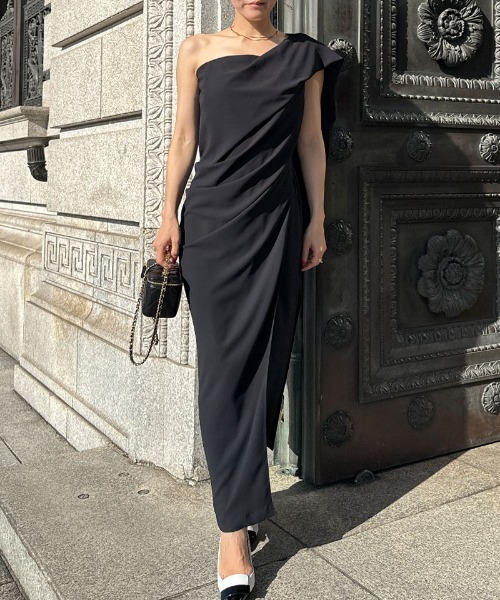 セール】ドレープワンショルダーワンピース（ワンピース）｜JENNE