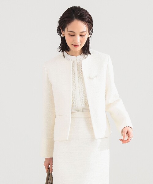 セレモニー・フォーマル】ツイード クルーネック ジャケット＊（ノー