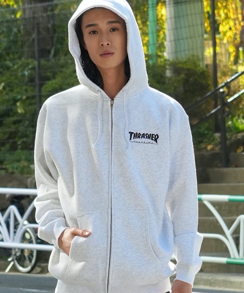 HOMETOWN emb ZIP HOODIE SWEAT PARKA/THRASHER スラッシャー刺繍ロゴ