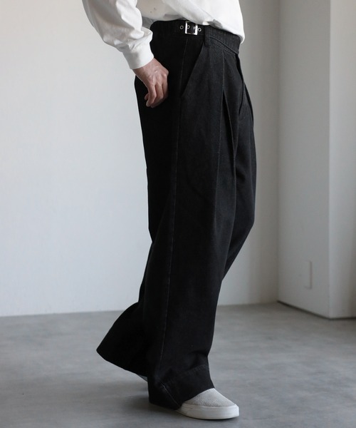 セール】リラックス ワイド ルーズ コットンデニム クロスタック